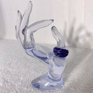 Vintage Art Glass Handmade Blue & Copper Glitter Band Ring